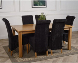 That's Furniture Oslo 180 X 90 Cm Large Oak Dining Table And 6 Chairs Dining Set With Montana Black Fabric Chairs - thumbnail 3