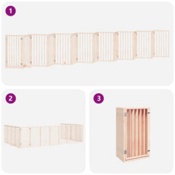 Walplus Wood Dog Gate With Door Foldable 15 Panels 750 Cm Poplar Wood - thumbnail 6