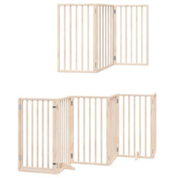Walplus Wood Dog Gate With Door Foldable 15 Panels 750 Cm Poplar Wood - thumbnail 3