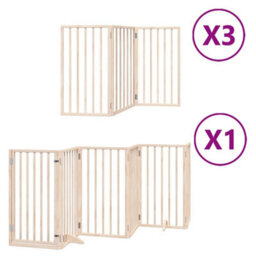 Walplus Wood Dog Gate With Door Foldable 15 Panels 750 Cm Poplar Wood - thumbnail 2