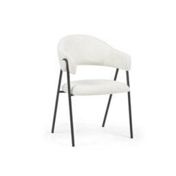 Noah Set Of 2 White Sherpa Fleece Velvet Dining Chairs With Black Metal Frame - thumbnail 1