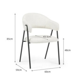 Noah Set Of 2 White Sherpa Fleece Velvet Dining Chairs With Black Metal Frame - thumbnail 7