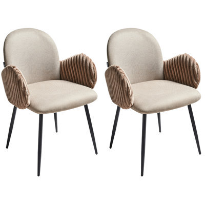 Beliani Set Of 2 Dining Chairs Amity Fabric Taupe - image 1
