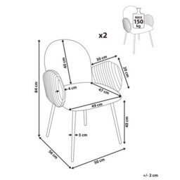Beliani Set Of 2 Dining Chairs Amity Fabric Taupe - thumbnail 3
