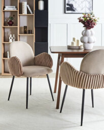 Beliani Set Of 2 Dining Chairs Amity Fabric Taupe - thumbnail 2