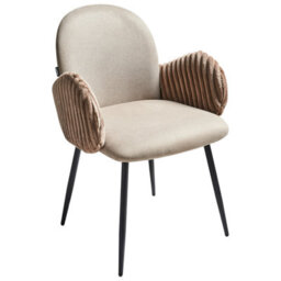 Beliani Set Of 2 Dining Chairs Amity Fabric Taupe - thumbnail 4