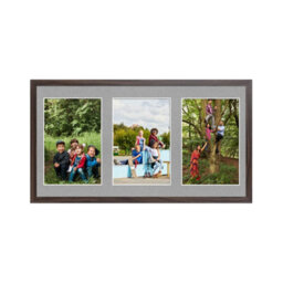 AK Frames 40X20Cm Walnut Sleek Multi Photo Frame With Silver Mount - Holds 3 Apertures (3X) 6X4 Photos