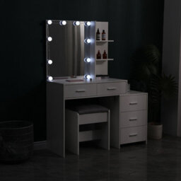 Thehotsale Hollywood-Style Mdf Dressing Table Set With Large Lighted Mirror In White - thumbnail 6