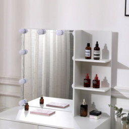 Thehotsale Hollywood-Style Mdf Dressing Table Set With Large Lighted Mirror In White - thumbnail 4