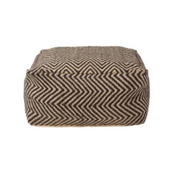 Homescapes Black And Cream Chevron Pattern Large Square Pouffe - thumbnail 1