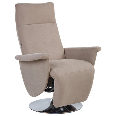 Beliani Recliner Chair Prime With Footrest Fabric Taupe - image 1