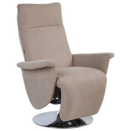 Beliani Recliner Chair Prime With Footrest Fabric Taupe - thumbnail 1