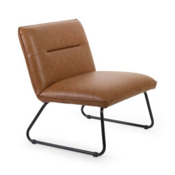 Oakham Saxon Tan Brown Faux Leather Lounge Chair - thumbnail 1