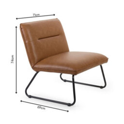 Oakham Saxon Tan Brown Faux Leather Lounge Chair - thumbnail 3