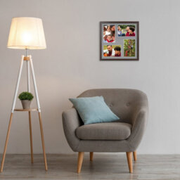 AK Frames 12X12 Walnut Sleek Multi Photo Frame With Mid Grey Mount - Holds 4 Apertures (4X) 6X4 Photos - thumbnail 3