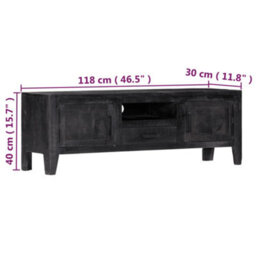 Berkfield Tv Cabinet Black 118X30X40 Cm Solid Mango Wood - thumbnail 8