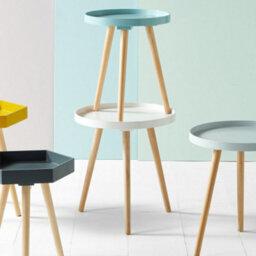 Pacific Lifestyle Small Blush Pink Round Tripod Side Table - thumbnail 4