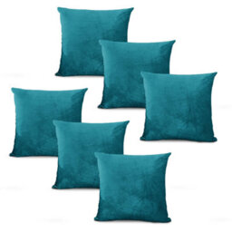 Bedlooms Teal Plain Velvet Filled Cushions With Cover 45Cm X 45Cm - Hypoallergenic, Set Of 6