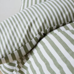 Catherine Lansfield Brushed Stripe Cotton Reversible Double Duvet Cover Set With Pillowcases Green - thumbnail 4