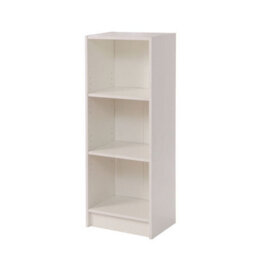 Timber Art Design White Bookcase 3 Tier Narrow Shelving Storage Unit Living Room Bedroom - thumbnail 1