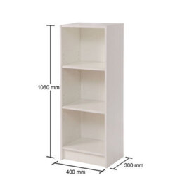 Timber Art Design White Bookcase 3 Tier Narrow Shelving Storage Unit Living Room Bedroom - thumbnail 4
