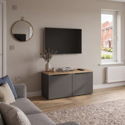 Shefa Line Modu 80 Sideboard With 2 Doors, Graphite/wotan Oak - thumbnail 3