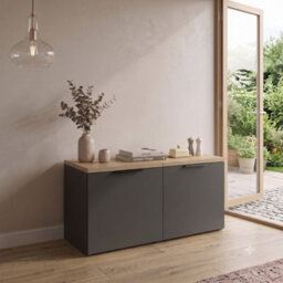 Shefa Line Modu 80 Sideboard With 2 Doors, Graphite/wotan Oak - thumbnail 2