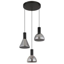 Luminosa Lighting Luminosa Labora Cluster Pendant Ceiling Light Matt Black Smoke Glass Shade 3X Led 3000K - thumbnail 2