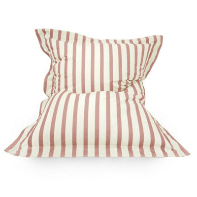 rucomfy Beanbags Rucomfy Adults Squarbie Bean Bag - Indoor Or Outdoor Bean Bag Lounger Chair Pink Striped Print