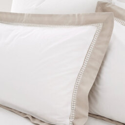 Bianca Bedding Oxford Lace 200 Thread Count Cotton Super King Duvet Cover Set With Pillowcases White Natural - thumbnail 2