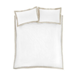 Bianca Bedding Oxford Lace 200 Thread Count Cotton Super King Duvet Cover Set With Pillowcases White Natural - thumbnail 5