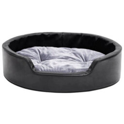 Walplus Dog Bed Black And Grey 69X59X19 Cm Plush And Faux Leather - thumbnail 3