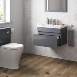 Affine 600mm Wall Hung Vanity Unit Basin Sink Bathroom Storage Cabinet Furniture Grey - thumbnail 4
