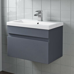 Affine 600mm Wall Hung Vanity Unit Basin Sink Bathroom Storage Cabinet Furniture Grey - thumbnail 2