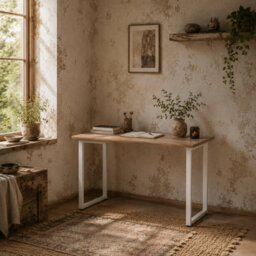 Wyld Haus Modo 120Cm White And Oak Work Desk With Steel Frame And Adjustable Feet - thumbnail 1