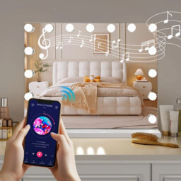 Inmtfei Bluetooth Hollywood Vanity Makeup Mirror, 15 Led Bulbs, 5X Magnifier, Usb Charging, 58X46Cm - thumbnail 8