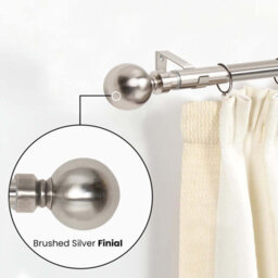 Imperial Rooms Curtain Pole - Metal Extendable Rod Heavy Duty Plain Ball Finish Brushed Silver, (L)0.7-1.2M (Dia)28mm - thumbnail 2