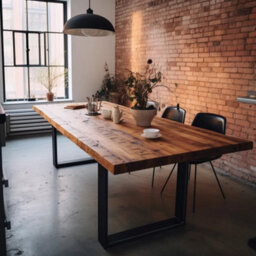 TRL Handmade Furniture Sleek & Slender Reclaimed Dining Table - Walnut - thumbnail 2