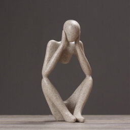 Living And Home Resin Beige Abstract Figure Ornaments Home Decor Women Thinker Thinking Statue For Shelf House Decor 9 Inch - thumbnail 3