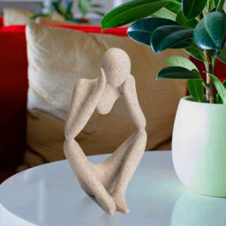 Living And Home Resin Beige Abstract Figure Ornaments Home Decor Women Thinker Thinking Statue For Shelf House Decor 9 Inch - thumbnail 4