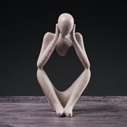 Living And Home Resin Beige Abstract Figure Ornaments Home Decor Women Thinker Thinking Statue For Shelf House Decor 9 Inch
