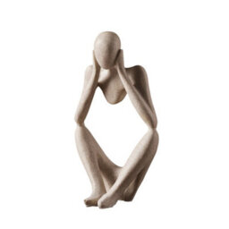 Living And Home Resin Beige Abstract Figure Ornaments Home Decor Women Thinker Thinking Statue For Shelf House Decor 9 Inch - thumbnail 2