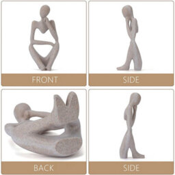 Living And Home Resin Beige Abstract Figure Ornaments Home Decor Women Thinker Thinking Statue For Shelf House Decor 9 Inch - thumbnail 7
