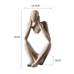 Living And Home Resin Beige Abstract Figure Ornaments Home Decor Women Thinker Thinking Statue For Shelf House Decor 9 Inch - thumbnail 5