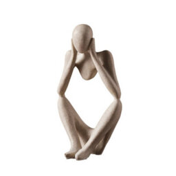 Living And Home Resin Beige Abstract Figure Ornaments Home Decor Women Thinker Thinking Statue For Shelf House Decor 9 Inch - thumbnail 6