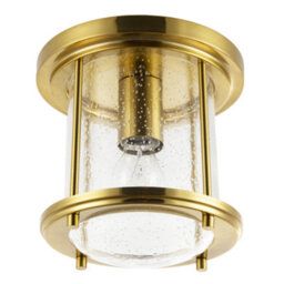 Happy Homewares Vintage Industrial Ceiling Light In Satin Gold With Clear Bubble Glass