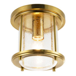 Happy Homewares Vintage Industrial Ceiling Light In Satin Gold With Clear Bubble Glass - thumbnail 2