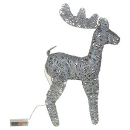 Urbn-Living Urbnliving 45Cm Led Light Up Reindeer Silver Glitter Plastic Rattan Wire Frame Christmas Home Decorations - thumbnail 3