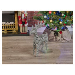 Urbn-Living Urbnliving 45Cm Led Light Up Reindeer Silver Glitter Plastic Rattan Wire Frame Christmas Home Decorations - thumbnail 5