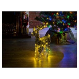 Urbn-Living Urbnliving 45Cm Led Light Up Reindeer Silver Glitter Plastic Rattan Wire Frame Christmas Home Decorations - thumbnail 4